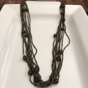 Multi-strand beaded necklace